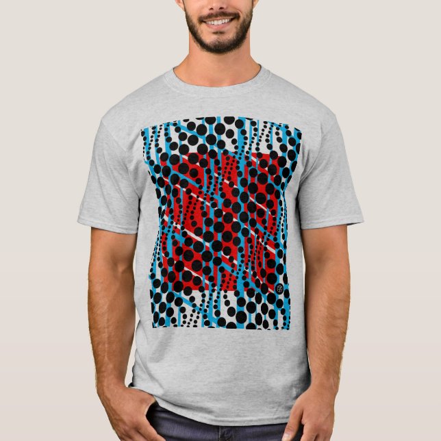 Camiseta gráfica retra del rojo azul (Anverso)