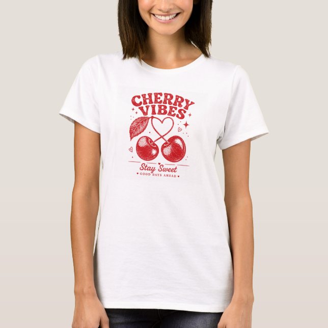 Camiseta Gráfica Retro Cherry Vibes (Anverso)