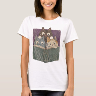 Camiseta gráfica Retro Curious Reading Cats, Amant