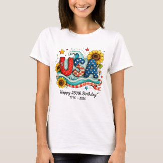 Camiseta Gráfica retro de girasol y ola por el 250 cumpleañ