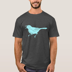 Camiseta Gráfica retro de pájaro azul Aqua Blue Mockingbi