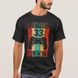 Camiseta Gráfica retro desbloqueada de 33 cumpleaños divert