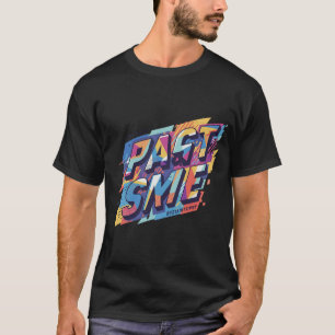 Camiseta gráfica retro negrita con texto de estilo