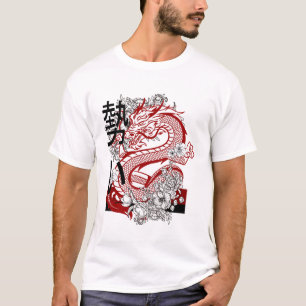 Camiseta gráfica roja de estilo japonés Edgy Ani