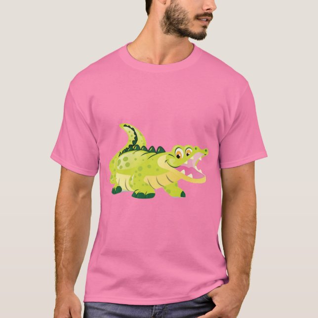 Camiseta gráfica rosa de caimán bebé de dibujos an (Anverso)