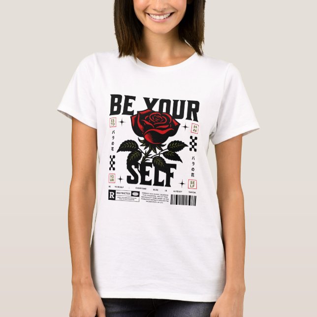 Camiseta gráfica Rosa Roja Sé Tú Mismo (Anverso)