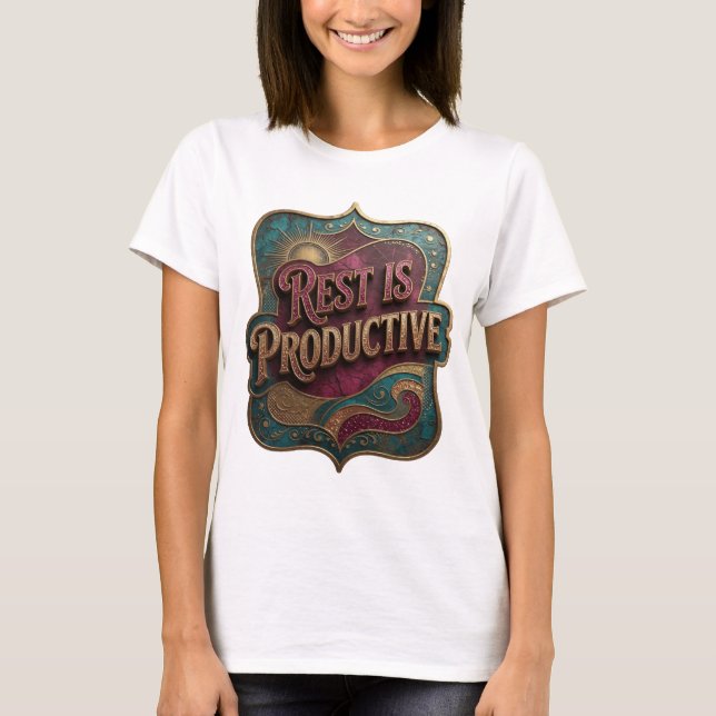 Camiseta gráfica Sharp Gold REST IS PRODUCTIVE (Anverso)