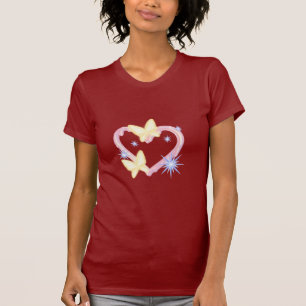 Camiseta gráfica soñadora de mariposa y corazón