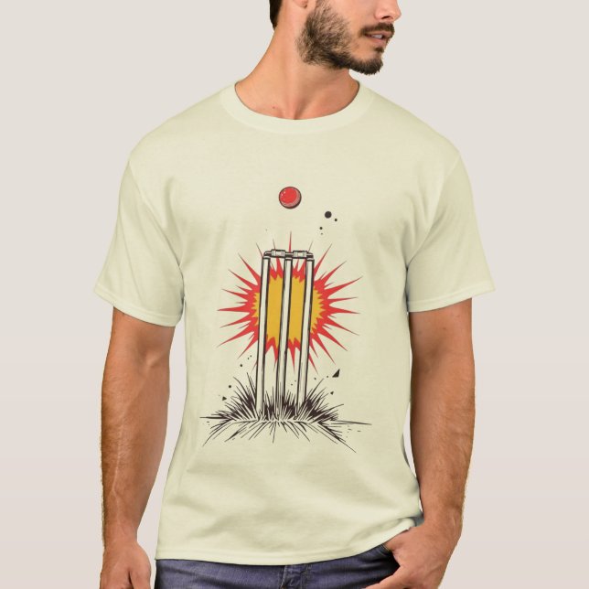 Camiseta gráfica T20 de cricket con tocones rotos (Anverso)
