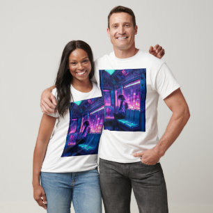 Camiseta gráfica temática de anime cyber punk
