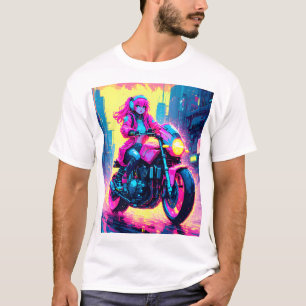 Camiseta gráfica temática de anime cyber punk