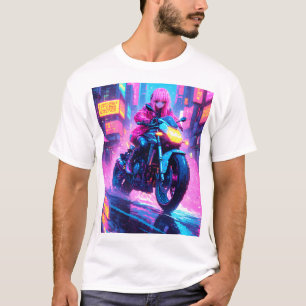 Camiseta gráfica temática de anime cyber punk