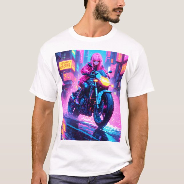 Camiseta gráfica temática de anime cyber punk (Anverso)