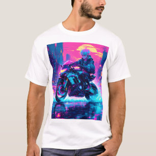 Camiseta gráfica temática de anime cyber punk