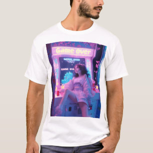 Camiseta gráfica temática de anime cyber punk