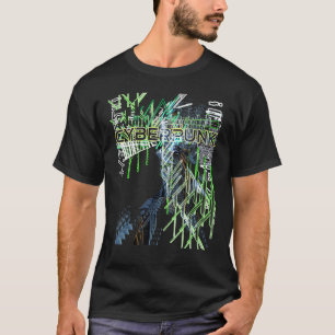 Camiseta Gráfica Trippy Glitch de Cyberpunk Estética Retro