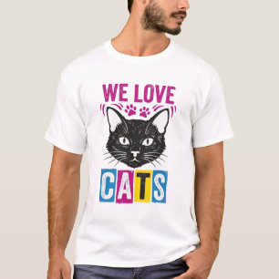 Camiseta gráfica vintage con cara de gato que amam