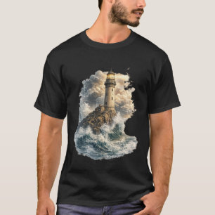 Camiseta gráfica vintage de faro del océano
