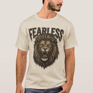 Camiseta gráfica vintage de león sin miedo