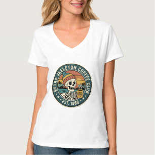 Camiseta gráfica vintage de Retro Skeleton Coffee 