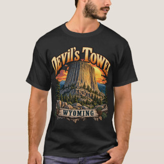 Camiseta Gráfica Vintage del Atardecer de la Torre del Diab