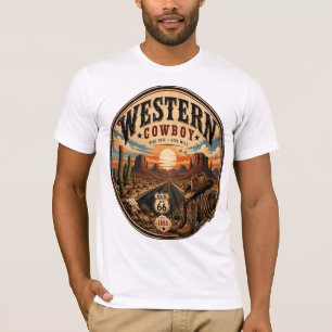 Camiseta gráfica vintage del oeste americano Ruta