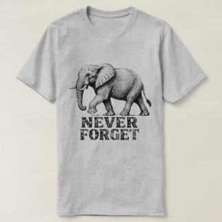Camiseta gráfica vintage elefante nunca olvida