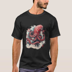 Camiseta Gráfica vintage japonesa de onda de Kanagawa Octop