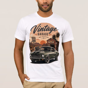 Camiseta gráfica vintage Mustang Ruta 66 Garage Su