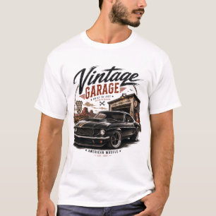 Camiseta gráfica vintage Mustang Ruta 66 Garage Su