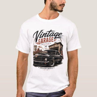 Camiseta gráfica vintage Mustang Ruta 66 Garage Su