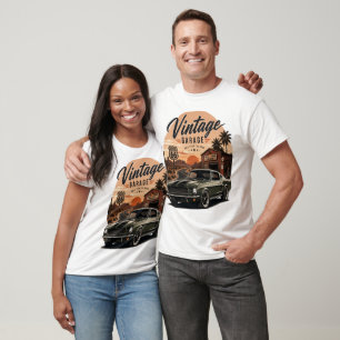 Camiseta gráfica vintage Mustang Ruta 66 Garage Su