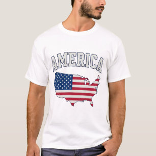 Camiseta Gráfica Vintage Patriótica Mapa Bandera d