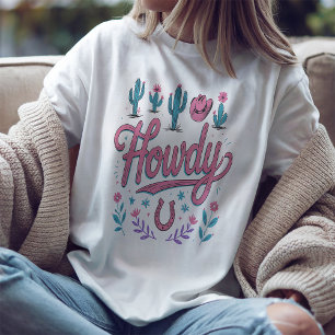 Camiseta Gráfica Western de Vaquera con Pastel Cóm