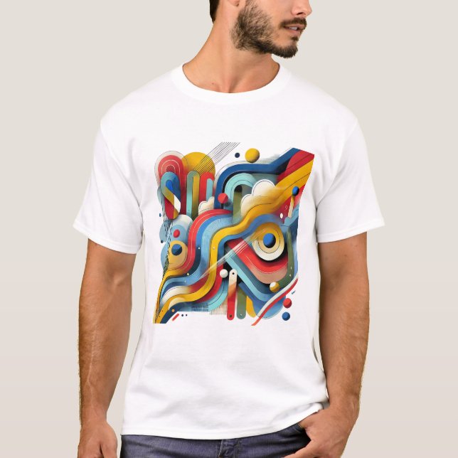 Camiseta Gráfico abstracto colorido blanco (Anverso)