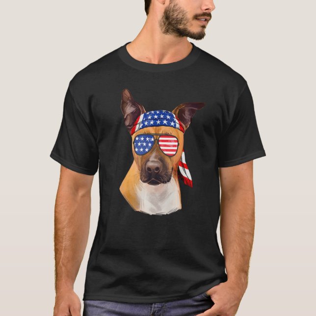 Camiseta Gráfico Amstaff Bandera Estadounidense Perro 4 de  (Anverso)