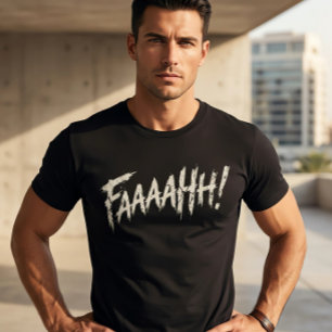 Camiseta Gràfico angustiado 'FAAAAHH!' hombres básico negro