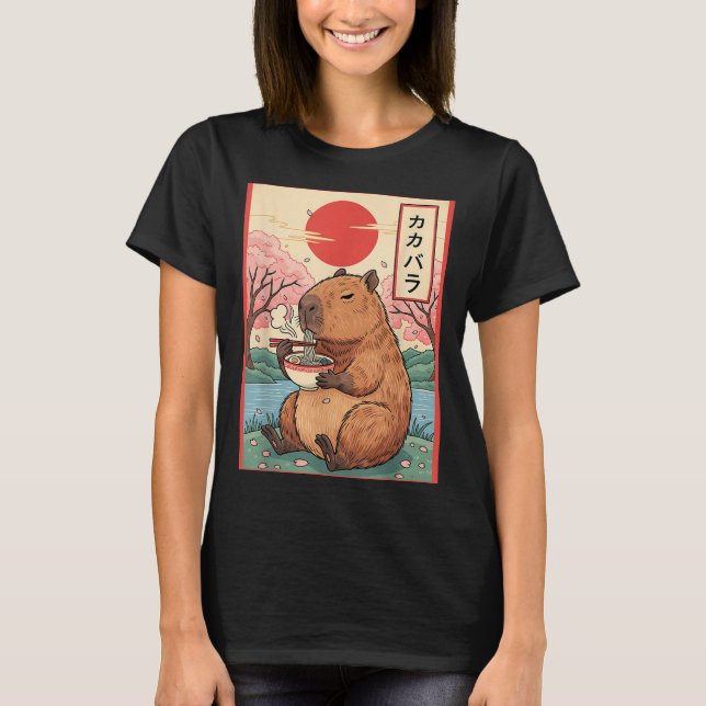 Camiseta Gráfico animado de Capybara Ramen Kawaii Vinta jap (Anverso)