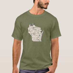 Camiseta Gráfico antiguo del mapa de imágenes de época de W