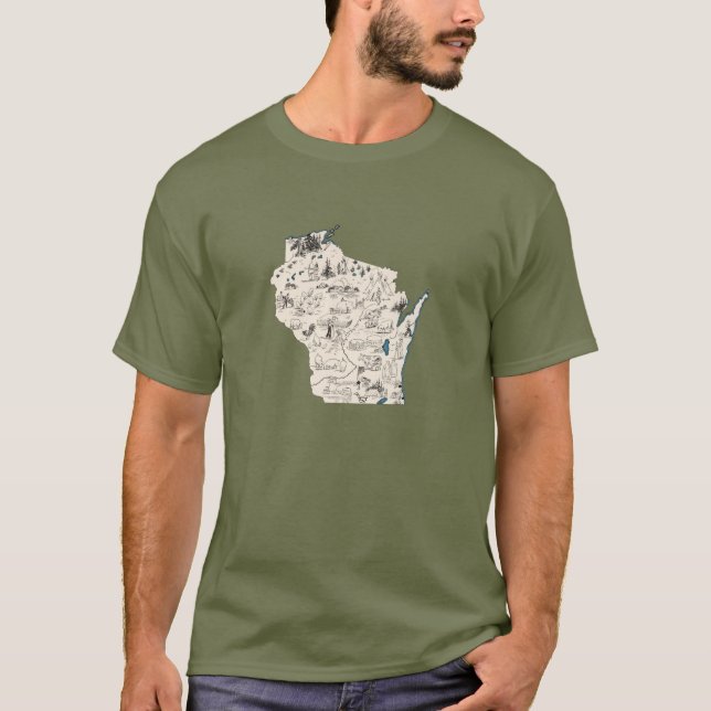 Camiseta Gráfico antiguo del mapa de imágenes de época de W (Anverso)
