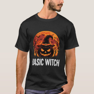 Camiseta Gráfico Básico de Bruja de Calabaza Lunar de Hallo