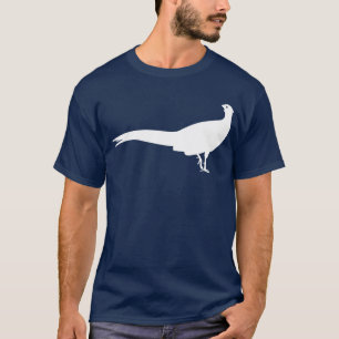 Camiseta Gráfico blanco de la silueta del pájaro del faisán