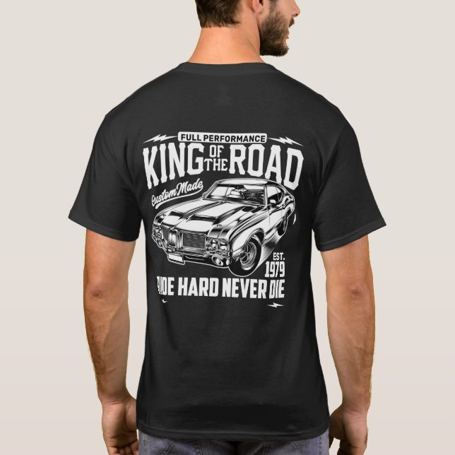 Camiseta Gráfico blanco del rey del coche de rendimiento de (Reverso)