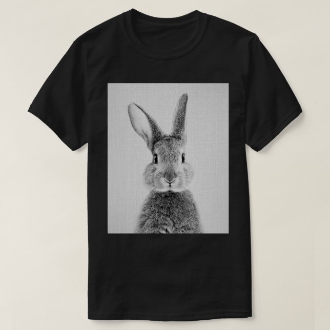 Camiseta Gráfico blanco del sello negro de conejo (Diseño del anverso)