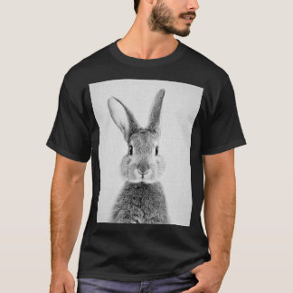 Camiseta Gráfico blanco del sello negro de conejo