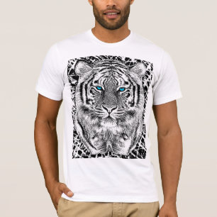 Camiseta Gráfico blanco y negro del tigre de los ojos