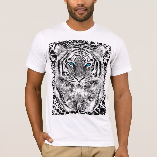 Camiseta Gráfico blanco y negro del tigre de los ojos (Anverso)