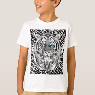 Camiseta Gráfico blanco y negro del tigre de los ojos