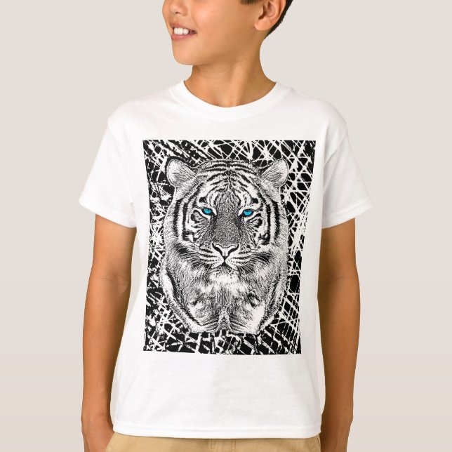 Camiseta Gráfico blanco y negro del tigre de los ojos (Anverso)