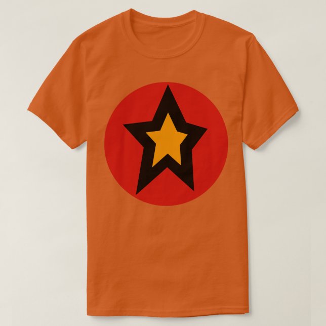 Camiseta Gráfico circular rojo de oro pequeño (Diseño del anverso)